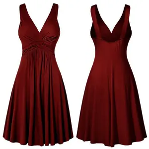 New Style V-Neck Spaghetti Strap Elegant Commuter Mid-Waist Midi Dress Solid Color Dress Casual Womenswear