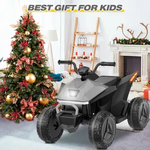 YUNTOPKIDS(ATV) 24V 2 Seater Kids Ride On Car, 4 Wheeler Electric ATV with 2x200W Motor, Realistic Headlights & Music, High Speed All Terrain Vehicle for Ages 3-8, Ultimate All-Terrain Adventure Vehicle for Kids (Gray).