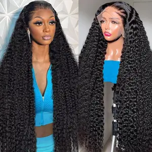 Bling Hair VIP 30 32 34 36 Inch 13X6 13X4 Lace Front Wigs Human Hair 180 Density Deep Curly Lace Front Wigs Human Hair Pre Plucked Kinky Curly 4x4 Closure Wigs Human Hair for Women Thick Full