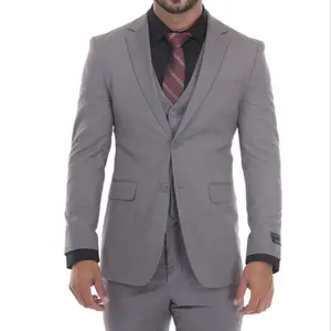 Slim Fit Suits - 3-Piece Set with Black Lapels and Red Tie