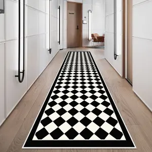 Modern Minimalist Chessboard Pattern Long Runner Rug, Checkered Rug, Durable Entrance Hallway Mat, Perfect Christmas Gift Idea