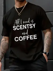 100% Cotton Unisex All I Need Scentsy And Coffee Funny Coffee Drining Lover T-Shirt - Soft 100% Cotton, Breathable, Casual Short Sleeve Top for Spring & Summer for T-Shirt Lovers
