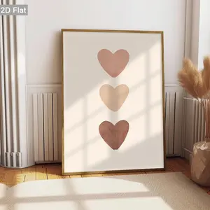 2D Flat, 1pc Unframed Heart Design Wall Decor, Soft Tones Canvas Painting, Minimalist Art Art Prints Poster, Retro Wall Art, Classic Wall arts Decorations, Modern Posters, Home Decor, Holiday Gifts, For Living Room, Bedroom, Bathroom, Frameless