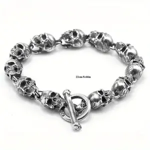 Skull Motorcyclist Rope Bracelet - Retro Punk Style, Zinc Alloy Copper Plated, Black Rope Design, Suitable For Men And Women, Perfect Halloween, Thanksgiving, Father's Day And Casual Decoration, Casual Decoration Accessory | Retro Punk Styl