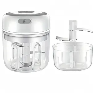 Electric Garlic Chopper, 250ML USB Rechargeable Mini Portable Vegetable Chopper, Wireless Food Processor and Garlic Grinder for Onion, Ginger, Chili, Fruit and Meat