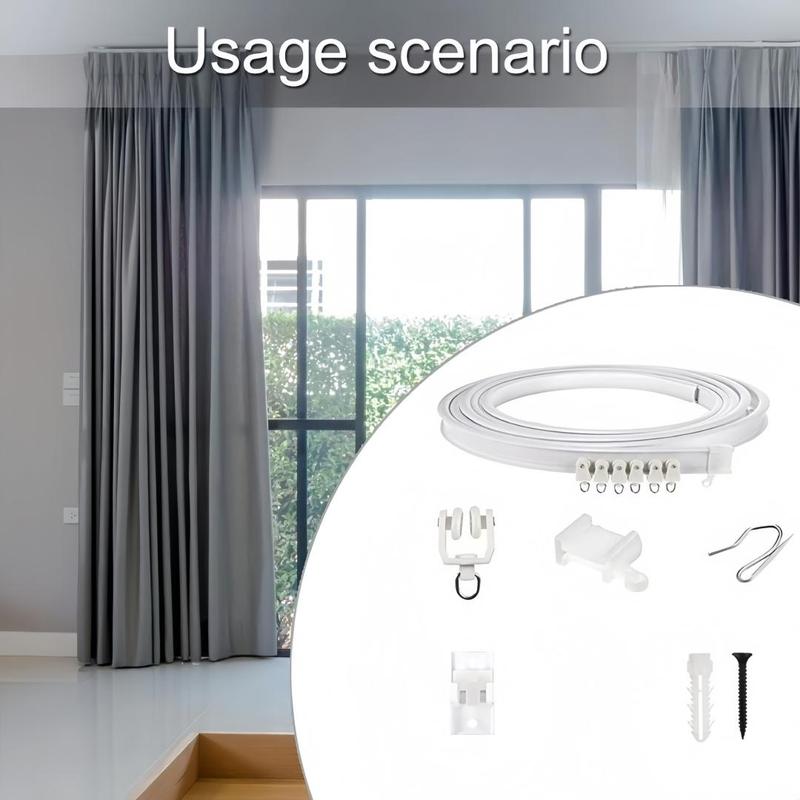 Flexible Curtain Track Kit, 5m Curtain Rail with Accessories, Adjustable Curtain Rods, Curtain Rod Bracket, Easy To Install Curtain Rail System for Home and Hospital Use