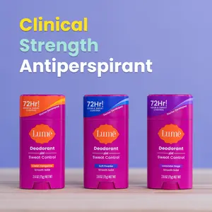 Lume Deodorant Plus Sweat Control Solid Stick Multipack Bundle - 72 Hour Odor & Sweat Control with Mandelic Acid & Aluminum - Clinically Proven Antiperspirant