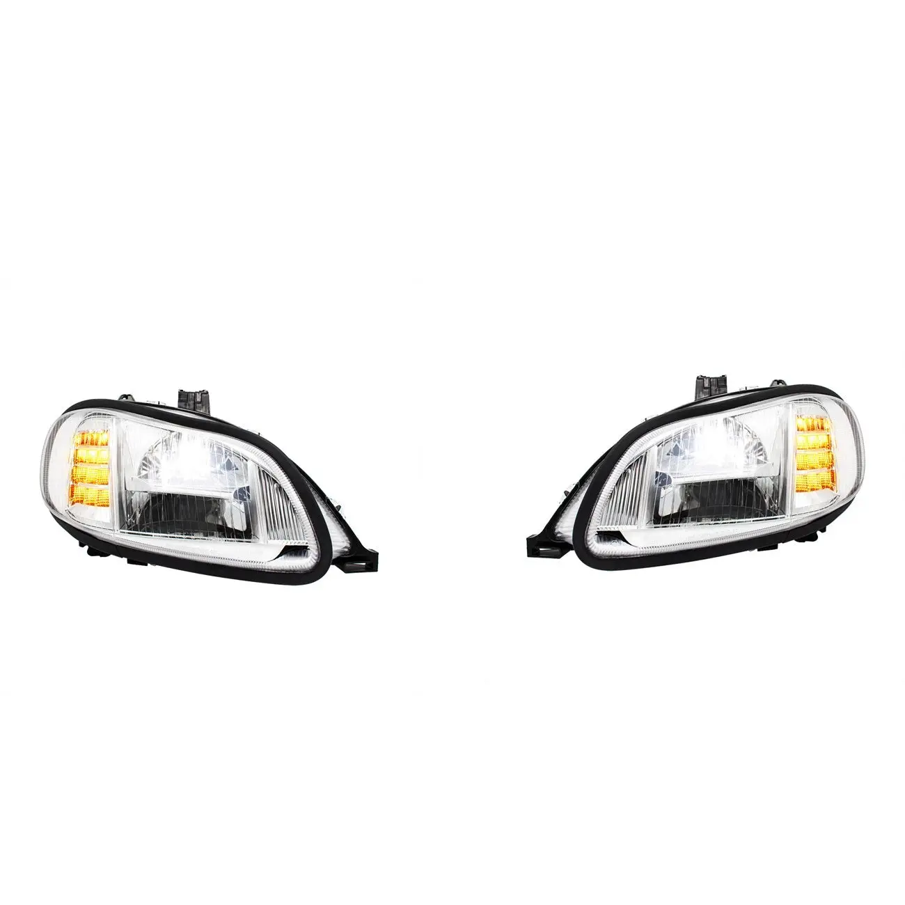 Full LED High-Power Chrome Headlights - Plug-In Pair (RH & LH) for 2003-2024 Freightliner M2, Freightliner M2 Accessories
