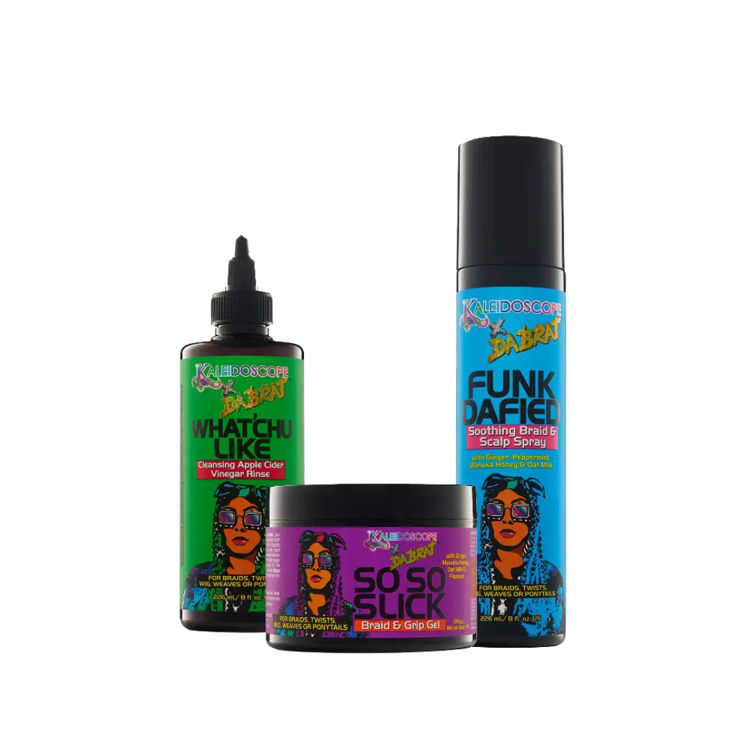 GWP - Da Brat Collection Braid Besties Bundle, Smooth Haircare Braiding Gel for Adults - Kaleidoscope Hair Products with Bottle (Vinegar-Infused), Clean Scalp
