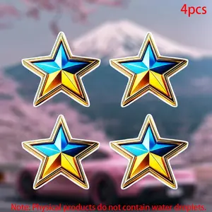 4pcs-Ukrainian Pride - Vibrant Blue & Gold Star Emblem Sticker-car stickers for doors, windows, laptops, luggage, furniture and bumpers-durable adhesive vinyl material
