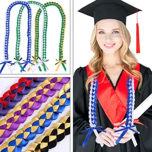 2026 Graduation Braided Ribbon Lei 1Pc, Multi Color Honor Cord, Handmade Graduation Accessories Gift for Graduates, Seniors, College Students, Daughter, Son, Friends, Perfect for Graduation Ceremony, Party & Celebration
