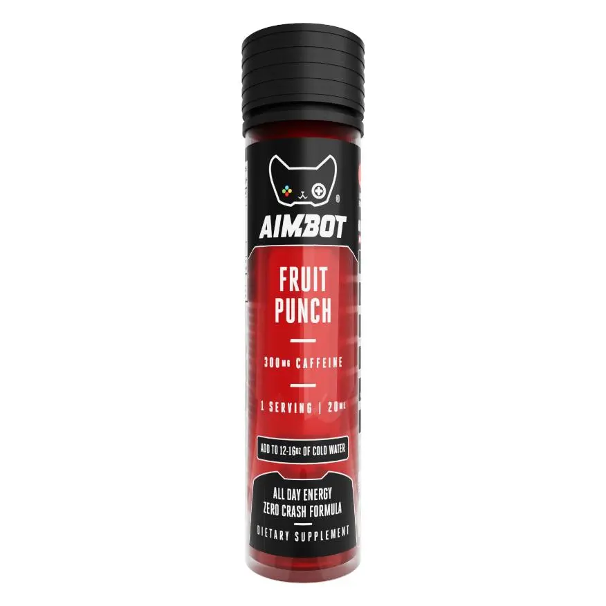 Aimbot Energy Boost – Fruit Punch – Focus & Fuel | Sugar-Free | Zero Calories | 300mg Caffeine + Nootropics Sport Beverage Flavor