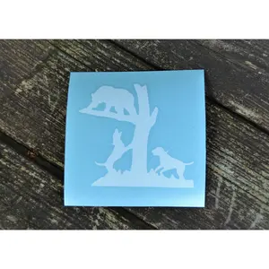 Hounds Running Bear Treed Bear Hunting Decal - Permanent Glossy Vinyl Sticker for Truck Windows Dog Boxes in Many Sizes