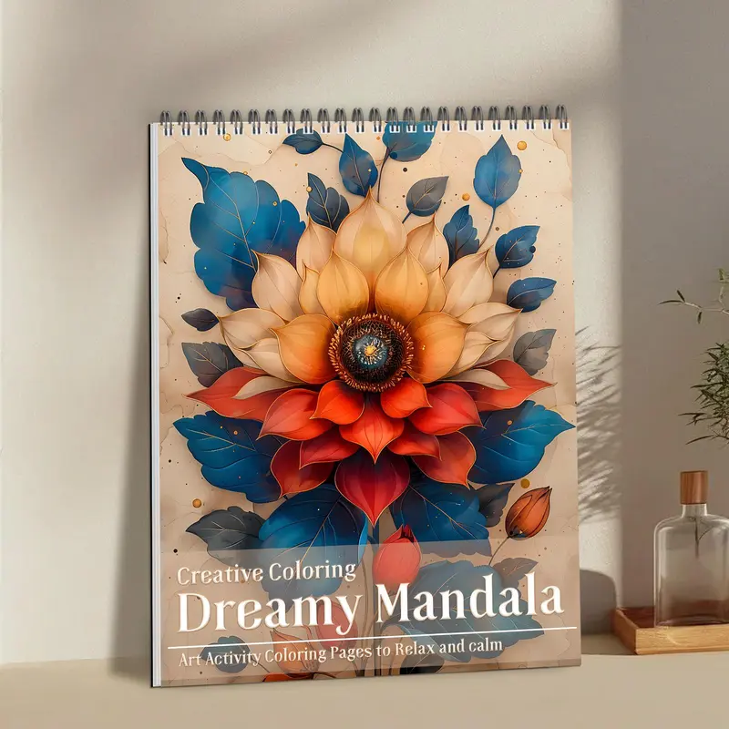 Floral Mandala Coloring Book, Doodle Books, 24 Pages Thick A4 Paper, Single-Sided Coloring, Yo Spiral Binding, Perfect for Holidays & Gifts, Craft Supplies