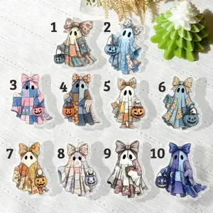 Phone Grip Patchwork Spooky Ghost, Halloween Magnetic Phone Holder, Cute Halloween Gift, Retro Halloween Ghost, Coquette Ghost PopSocket