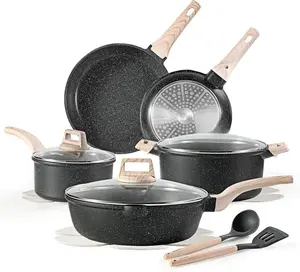 14Pcs Pots and Pans Set Non Stick, Cookware Sets Induction Cookware Granite Cooking Set with Frying Pans, Saucepans, Saute Pan, Extra Large Casserole