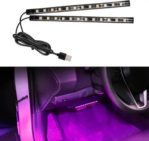 Wuyaoyao Car LED Strip Light, V  LED Vehicle Interior Atmosphere Lamps with USB Port, Auto Under Dash Ambient Night Light, Universal Car Accessories (Pink Purple, USB)