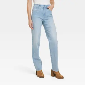 Universal Thread Women High-Rise Vintage Straight Jeans Rhinestones Embellished
