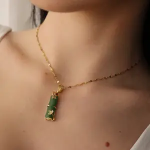 Gold Filled Jade Bar Necklace Gold Filled Jade Bar Necklace