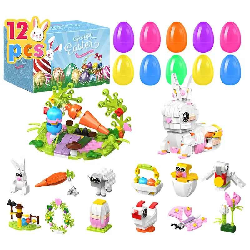 12pcs/set Prefilled Easter Eggs Easter Basket Stuffers Colorful Filled Easter Egg Gifts Easter Egg Fillers for Kids Toddlers