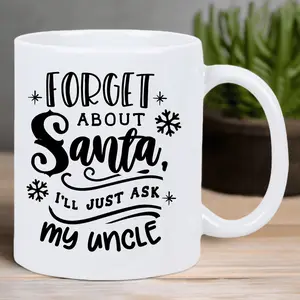 Stainless Steel Coffee Mug, "Forget About Santa, I'll Just Ask My Uncle" Design, Reusable, Insulated, Multipurpose, with Hand Wash Only, for Men & Women, Ideal Christmas Gift
