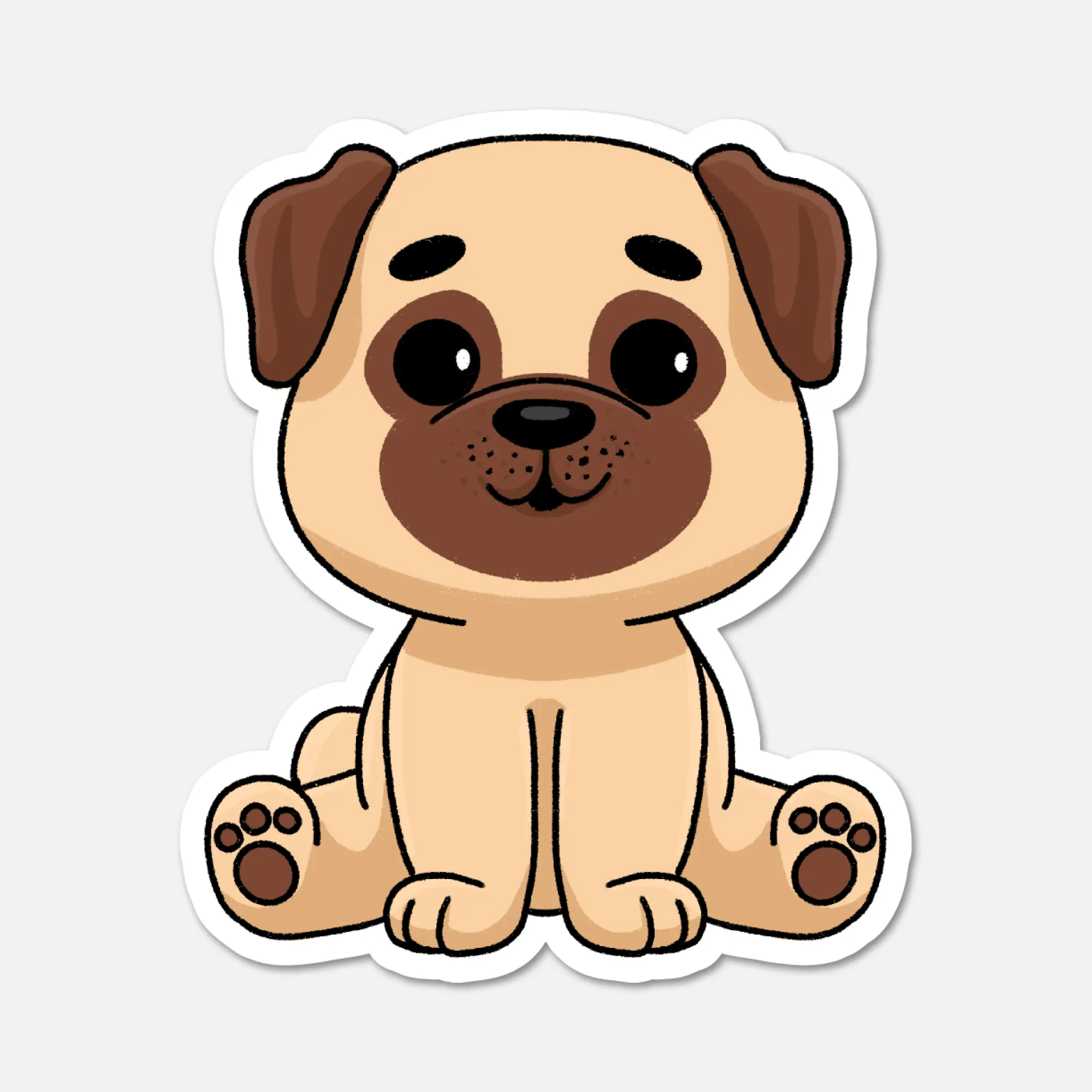 Peanut, The Pug - Dog Sticker - Durable, Vinyl Sticker for Laptop, Water Bottles, Cellphone Cases vinyl sticker