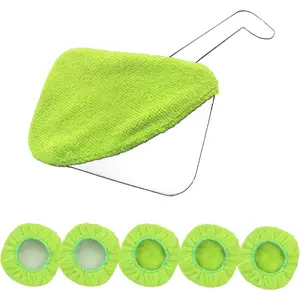 INDELL 5 Pack Microfiber Pads - Replacement Heads Cover for indell Windshield Cleaner Tools. Washable &  Square Pads (Green). Fits Window Reach Tool - Handle Not Included