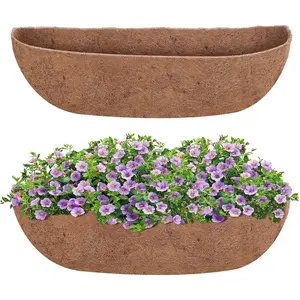 2 Pack 24in Trough  Basket Coco Liner   Coconut Fiber for  Wall Planter Insert Replaceable Coir Liner for Window Box, Fence Flower Pot for Porch, Patio & Garden (2, 24 inch)