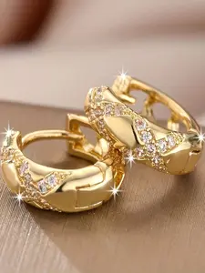 Women's Zirconia Hoop Earrings, Zirconia Embellished, Elegant Boho Style, Low Sensitivity, Casual Daily Wear, Party and Date Accessory