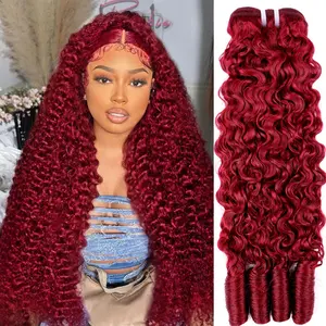 MsSunlight 15A Burgundy 99J Burmese Curly Bundles 100% Human Hair Red Bundles Raw Unprocessed Human Hair Extensions 1/3/4 Pcs