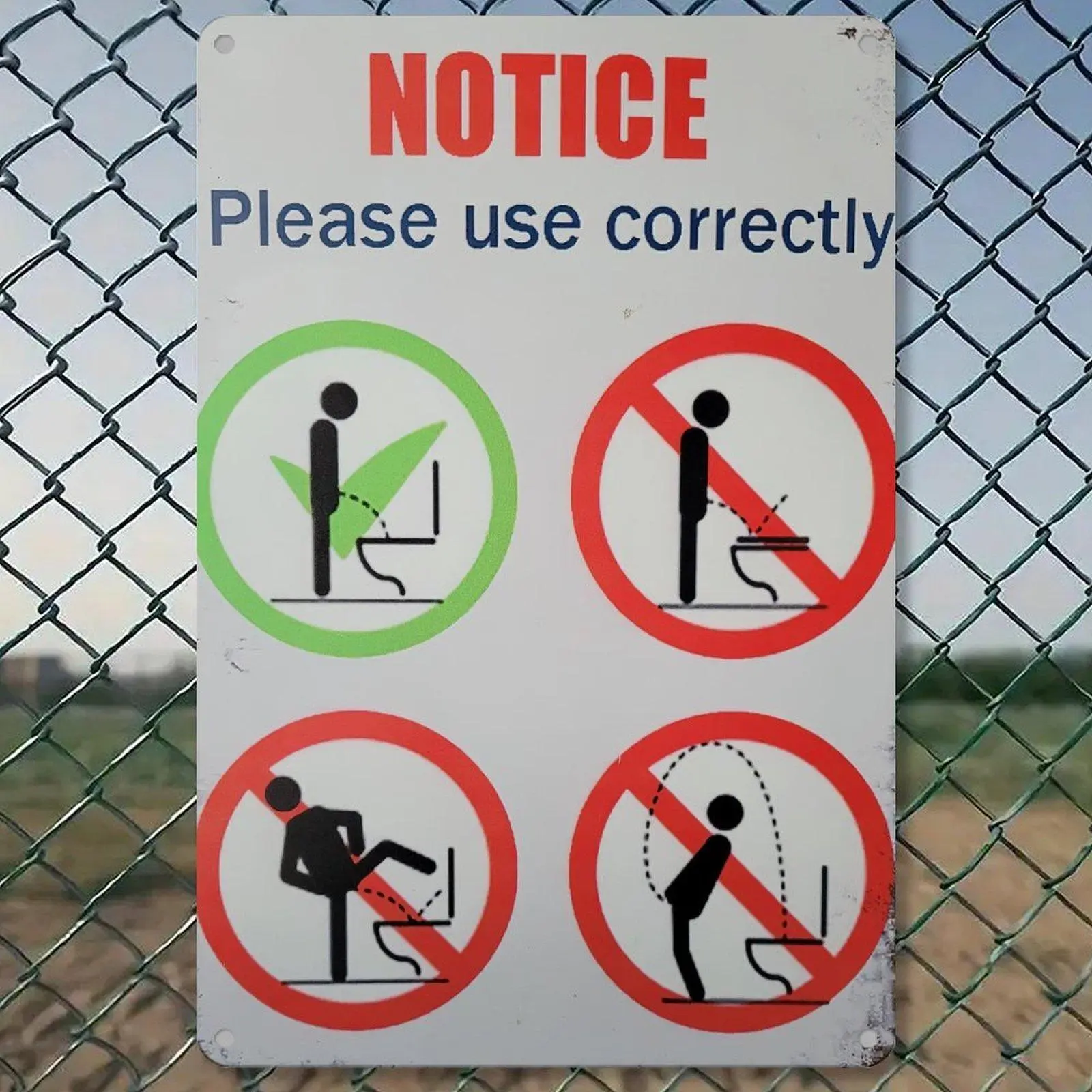 Notice Please Use Correctly Bathroom Metal Tin Sign 8*12in Funny Toilet Rules Wall Decor for Restroom