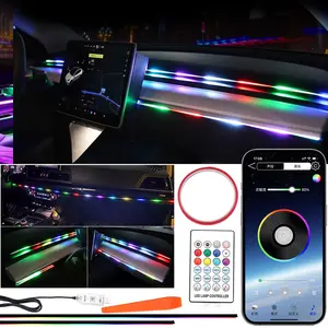 Yobis App-Controlled RGB Car Interior Ambient Light Strips — Dynamic LED Interior Accent Lights, Car Interior Lighting Accessories, Acrylic Vehicle Ambient Lighting Kit — Specialized Lighting for Center Consoles and Dashboards (Universal Fit)