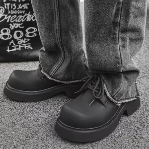 2026 Spring New Large-Toe Derby Men's Shoes, Thick-Soled Niche Trendy Casual Shoes, Men's Retro Work Shoes