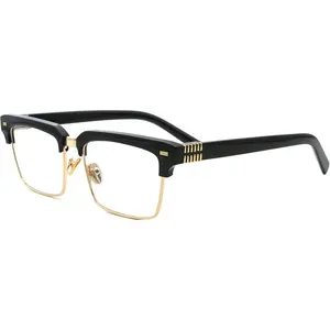 Semi Rimless Rectangle Blue Light Glasses Men Women Black Square Eyewear