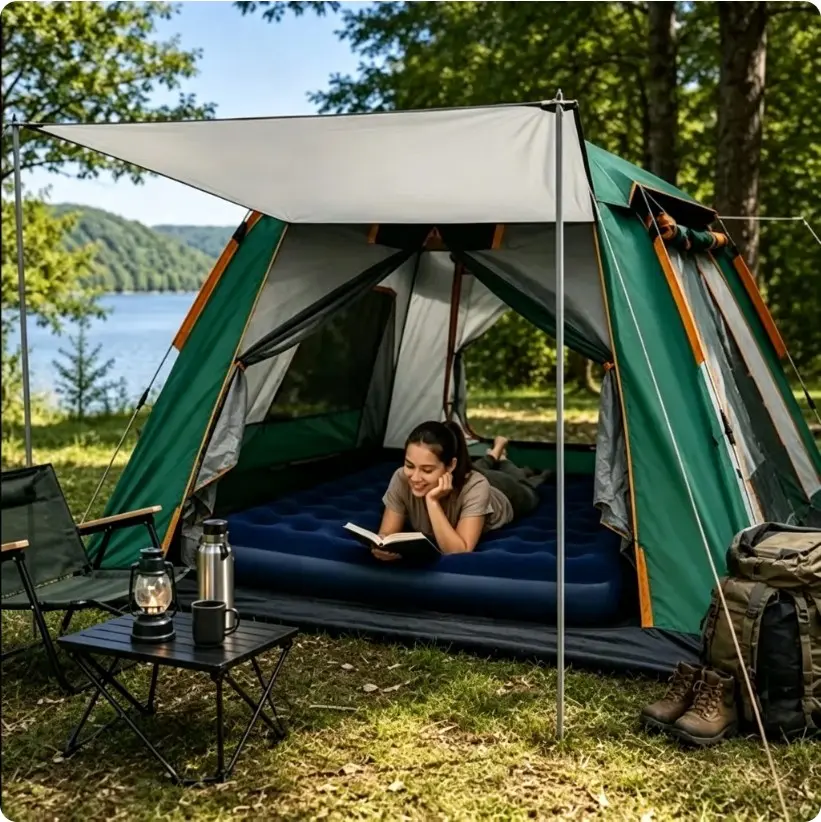 3/4 Person Camping   foldable    shade     Tent Large Family Cabin Tents Double Layer Portable Pop Up Tent for Outdoor Camping Hiking Backpacking sunscreen