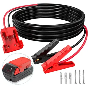 Jumper Cable Clamps for Milwaukee 18V, 6.2FT 8AWG Portable Battery Jumper Starter, Automotive Booster Cables for Jump Starting Car, Power Tool Battery Line Accessories