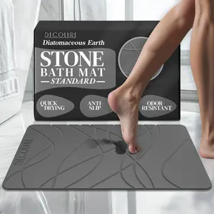 DECOLURE Stone Bath Mat – Quick Dry Non-Slip Diatomaceous Earth Bathroom Mat | Instant Dry, Odor-Resistant, Modern Minimalist (Standard & Large Sizes)