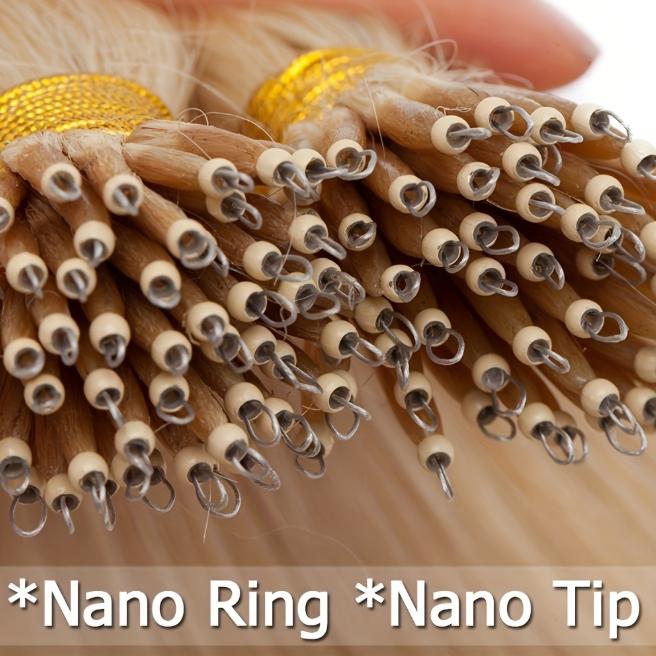 12-28 Inch 100% Remy Human Hair Extensions, Nano Tip Micro Nano Rings Cold Fusion, 50pcs 30g, Thick Smooth No Shedding No Tangle for Women