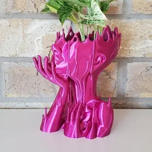 Melted Woman Head Planter 3D Printed Face Pot for Indoor Plants Unique Flower Pot Funky Home Decor Goddess Vase Gift Maximalist Planter Pink Finish