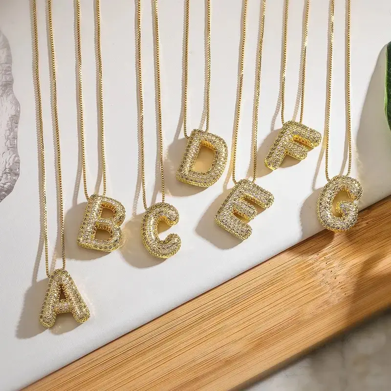 New 26 English letters necklace design box letters female niche fashion versatile temperament clavicle chain Initial Letter men jewelry elegant woman easter christmas birthday modern touch cow tags zircon pendant choker cubic zirconia gold mom gift full s