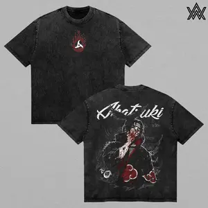 Dark Ninja Clan Tee Washed – Naruto Shippuden Washed Anime Manga T-Shirt, Vintage Washed Akatsuki Shadow Genius Graphic Tee, Unisex Oversized Streetwear Shirt, Tsukuyomi Crow Aura Anime Aesthetic Tee, Gift for Naruto Fans