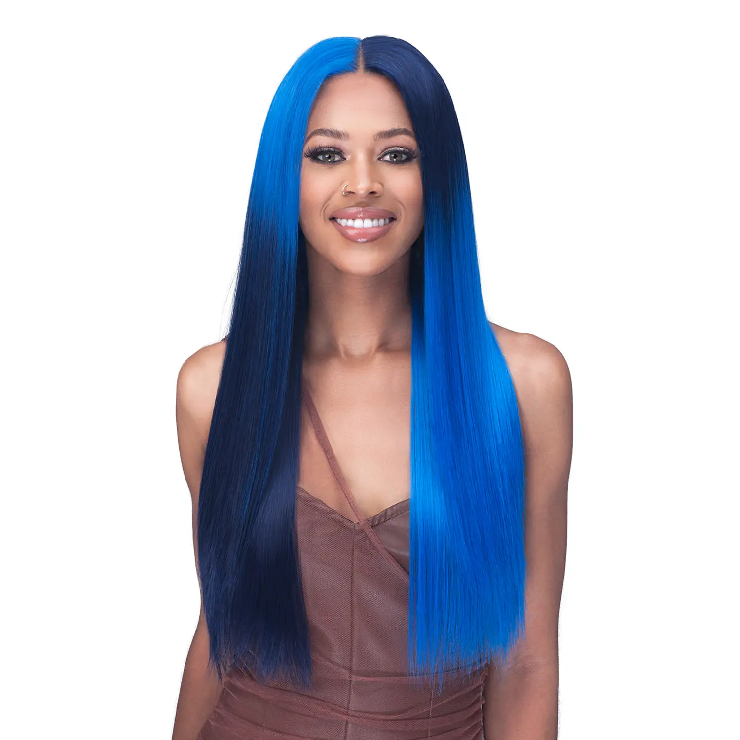 Bobbi Boss Yumi HD Synthetic Lace Front Wig, Glueless 13x6 Hand-Tied Frontal Wig with Deep Lace and Free Parting, Glueless Frontal Wig, Synthetic Lace Front Wigs