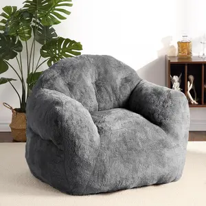 Bean Bag Chair 39",Soft High-Density Foam Beanbag Sofa with Armrests for Adults & Kids, Comfortable Floor Seating for Living Room, Dark Grey