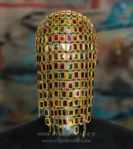 Cosmic Disco V.2 - Gold trim Multicolored Mask