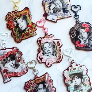 Keychain for Fans Bias Member Acrylic Song Decorative Bag Charm for Kpop Concert Tour