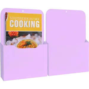 Magnetic File Holder Magnetic Paper Holder for Refrigerator File Cabinets and Fridge, Magnetic Pocket Wall Hanging File Organizer Magnetic File Folder Case (Purple - 2L Pack)