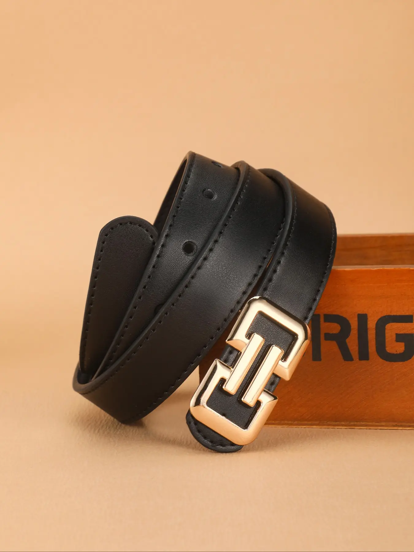 Casual Style Plain Leather Elegant Style Belts Modern Classic Leather Belt - Gold | Boston Proper main image 4