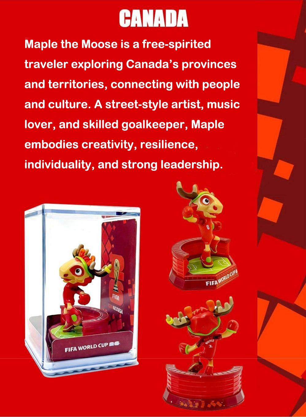 FIFA World Cup 2026 Set of 3 Collectible Mascot Figurines Clutch, Zayu and Maple