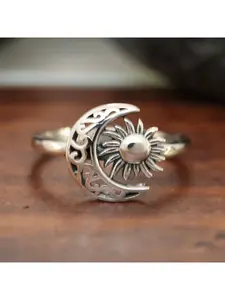 Fashionable retro simple sun moon women's ring suitable for daily holiday gatherings, women's jewelry gifts, Solar Sun Rings, Fashionable Jewelry Accessories