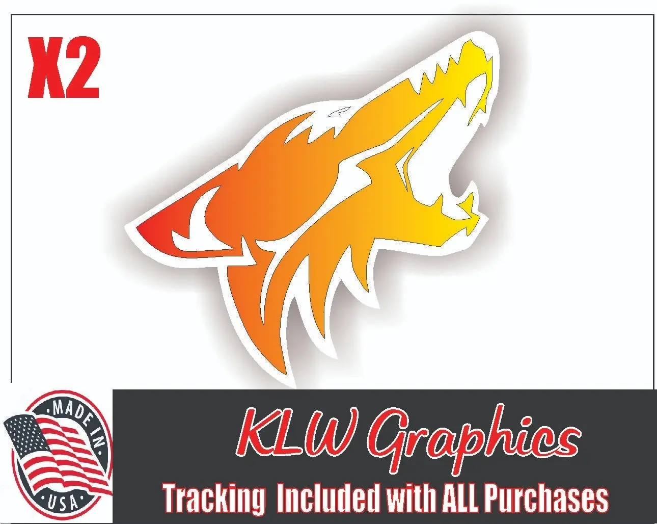 Coyote Red Yellow Black White Full Color Vinyl Decal Sticker Fits Mustang 5.0 Sunset Stang V8 Boost Car Race